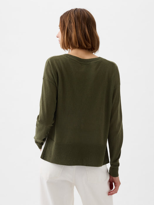 24/7 Split-Hem Linen-Blend Sweater