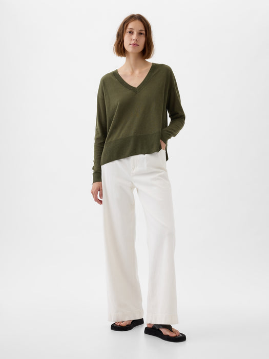 24/7 Split-Hem Linen-Blend Sweater