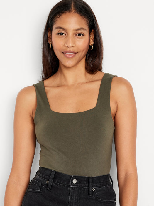 Square-Neck Tank Top Bodysuit