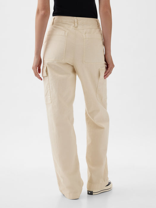 Mid Rise Loose Khaki Cargo Pants