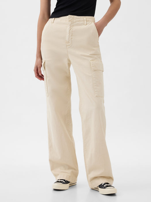 Mid Rise Loose Khaki Cargo Pants