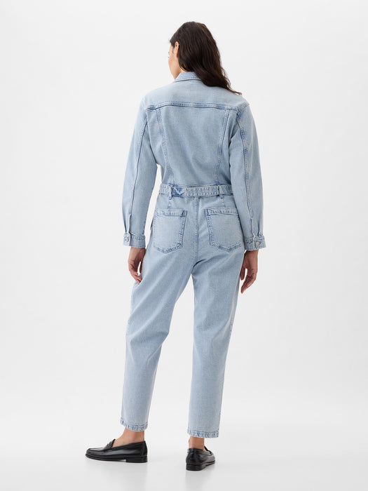 Belted Denim Jumpsuit