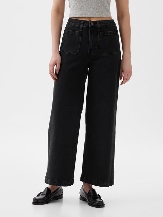 High Rise Stride Wide-Leg Ankle Jeans