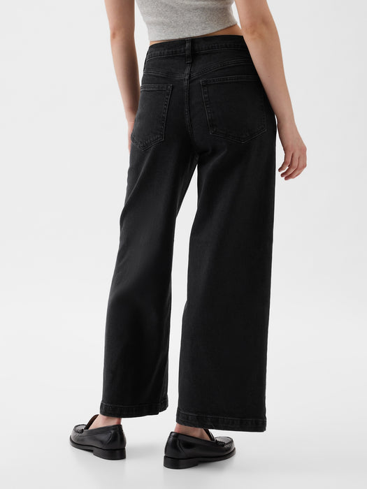 High Rise Stride Wide-Leg Ankle Jeans