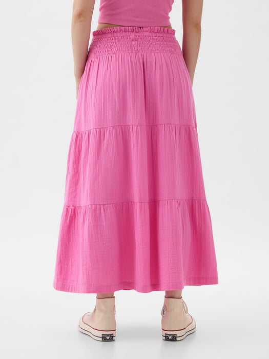 Crinkle Gauze Tiered Maxi Skirt