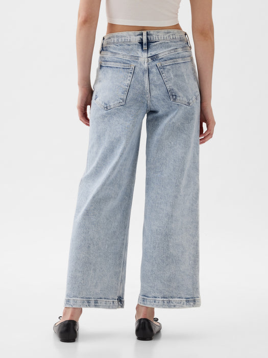 High Rise Stride Wide-Leg Ankle Jeans