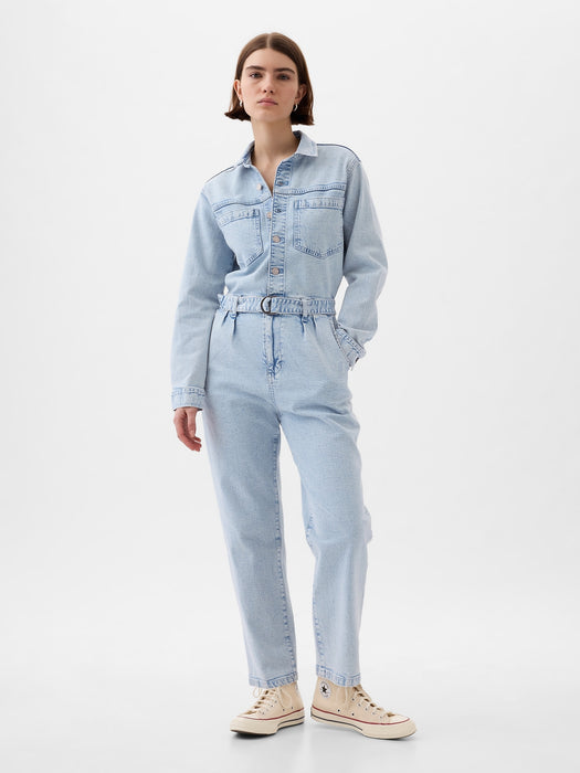 Belted Denim Jumpsuit