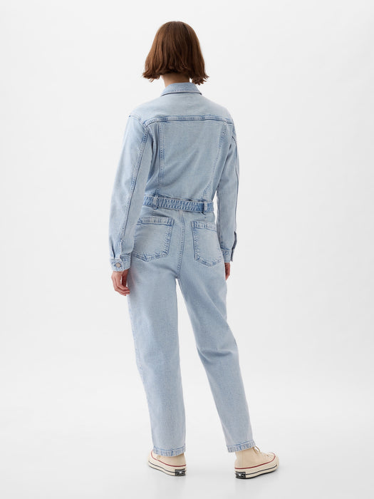 Belted Denim Jumpsuit