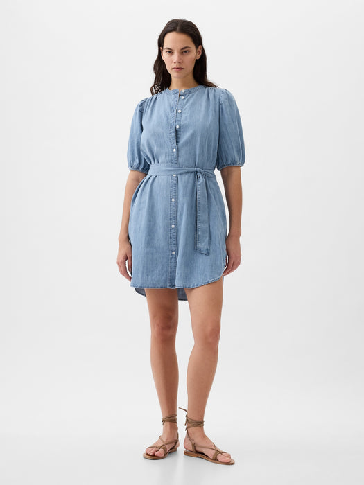 Puff Sleeve Denim Mini Dress