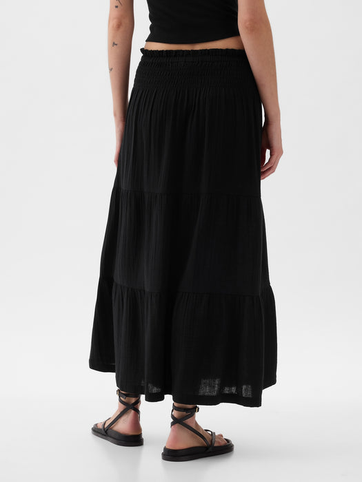 Crinkle Gauze Tiered Maxi Skirt