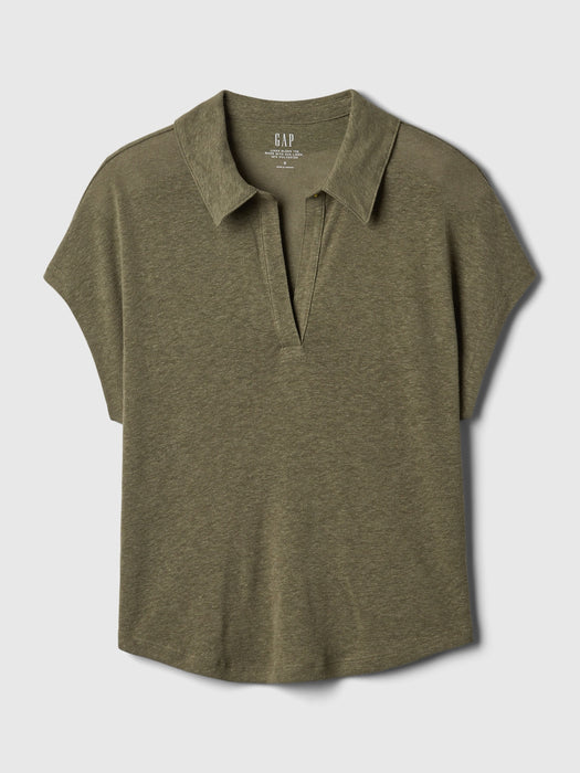 Linen-Blend Polo Shirt