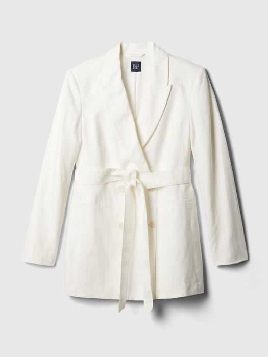 Linen-Cotton Belted Blazer