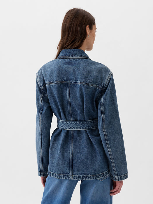 Belted Denim Shirt Jacket