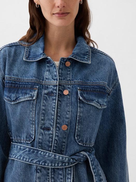 Belted Denim Shirt Jacket