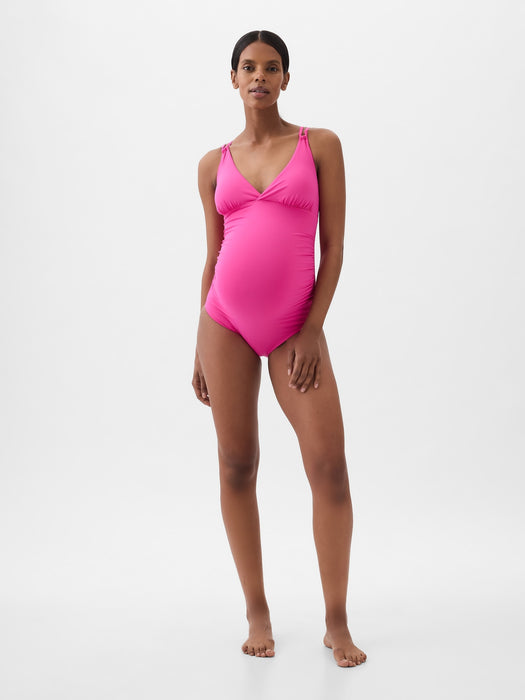 Maternity Strappy V-Neck One-Piece Swimsuit