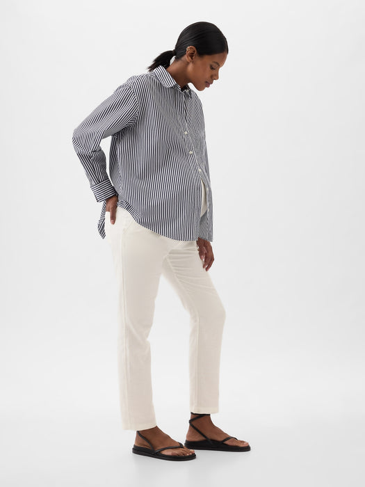 Maternity Full Panel Linen-Cotton Pants