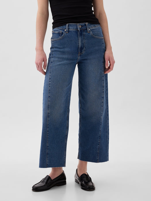 High Rise Stride Wide-Leg Ankle Jeans