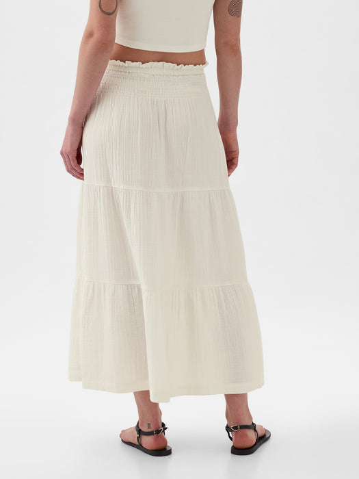 Crinkle Gauze Tiered Maxi Skirt