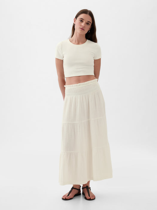 Crinkle Gauze Tiered Maxi Skirt