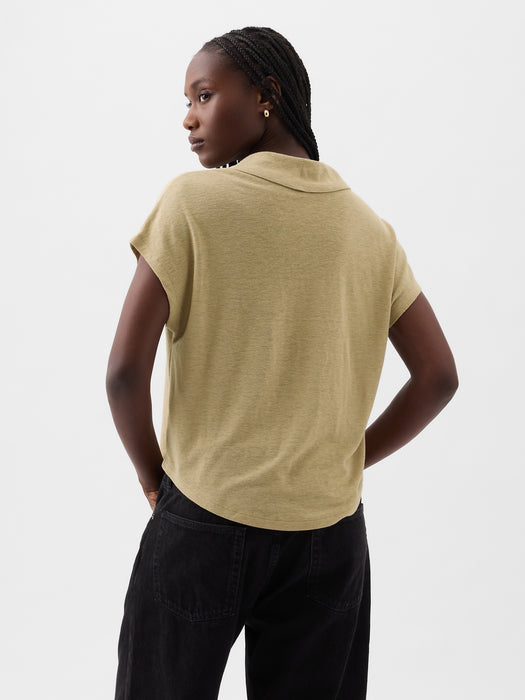 Linen-Blend Polo Shirt