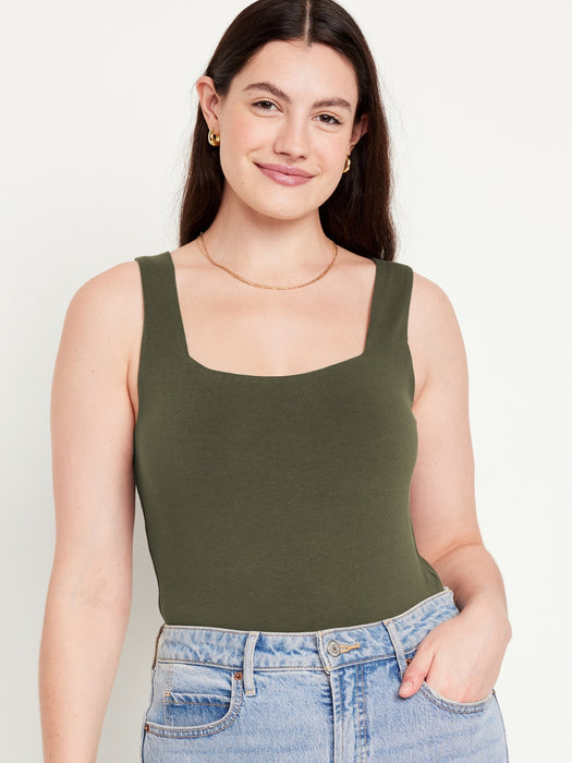 Square-Neck Tank Top Bodysuit