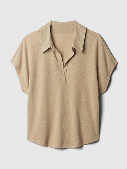 Linen-Blend Polo Shirt