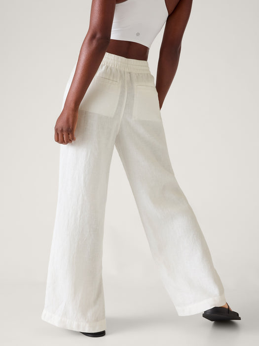 Retreat Linen Mid Rise Wide Leg Pant