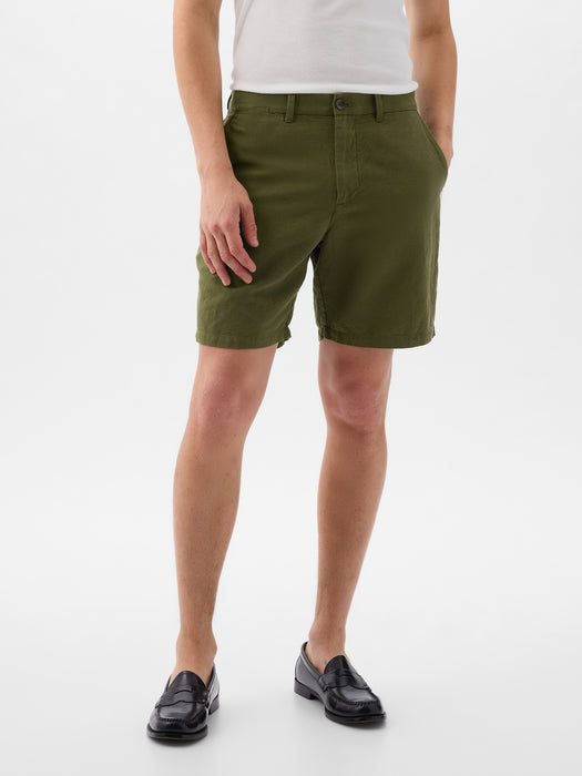 8" Linen-Cotton Shorts