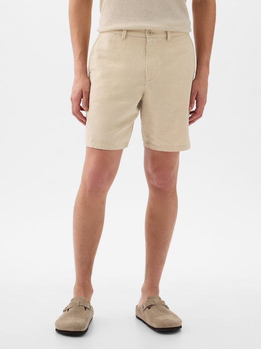 8" Linen-Cotton Shorts