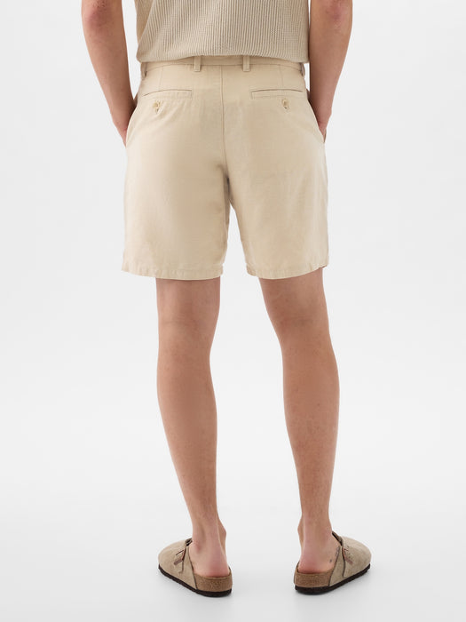 8" Linen-Cotton Shorts