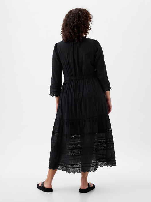 Textured Crinkle Lace Midi Dress