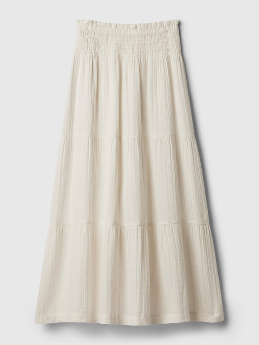 Crinkle Gauze Tiered Maxi Skirt