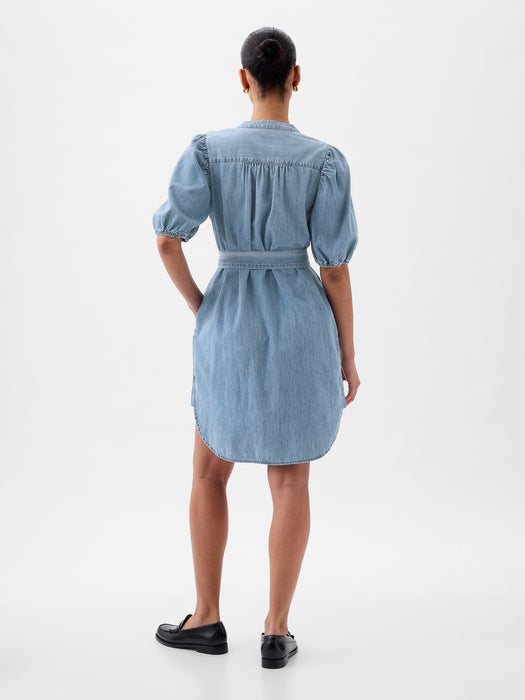 Puff Sleeve Denim Mini Dress