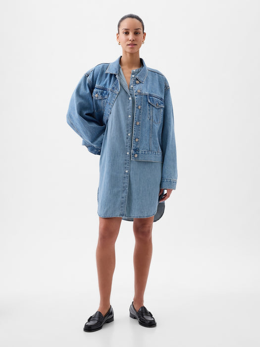 Puff Sleeve Denim Mini Dress