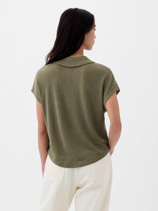 Linen-Blend Polo Shirt