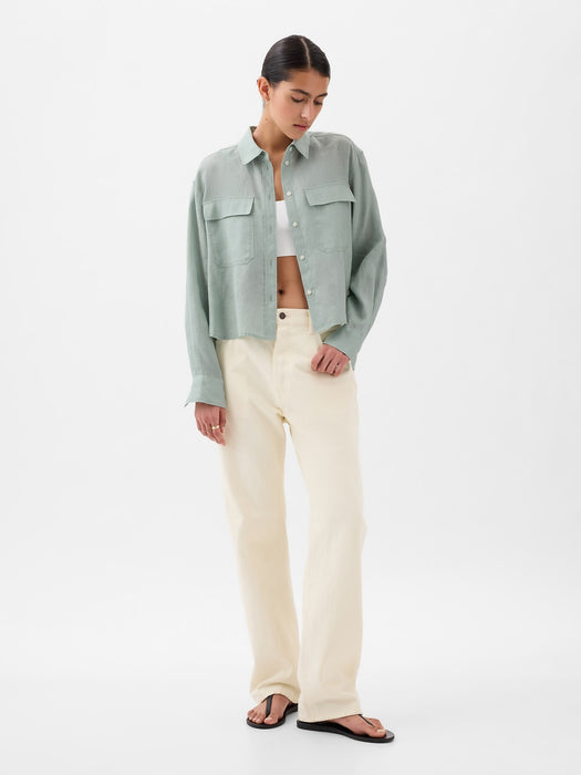 100% Linen Cropped Shirt