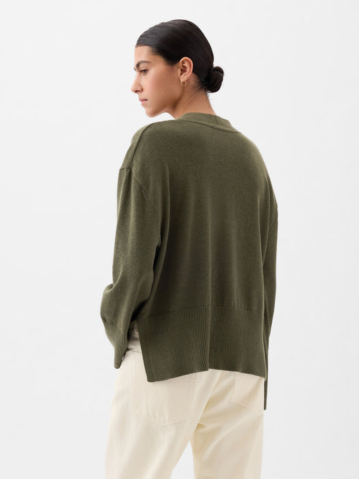 24/7 Split-Hem Linen-Blend Oversized Cardigan