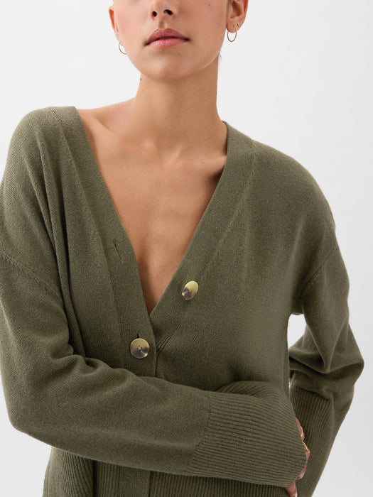 24/7 Split-Hem Linen-Blend Oversized Cardigan