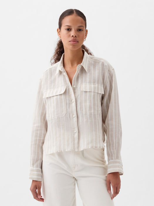 100% Linen Cropped Shirt