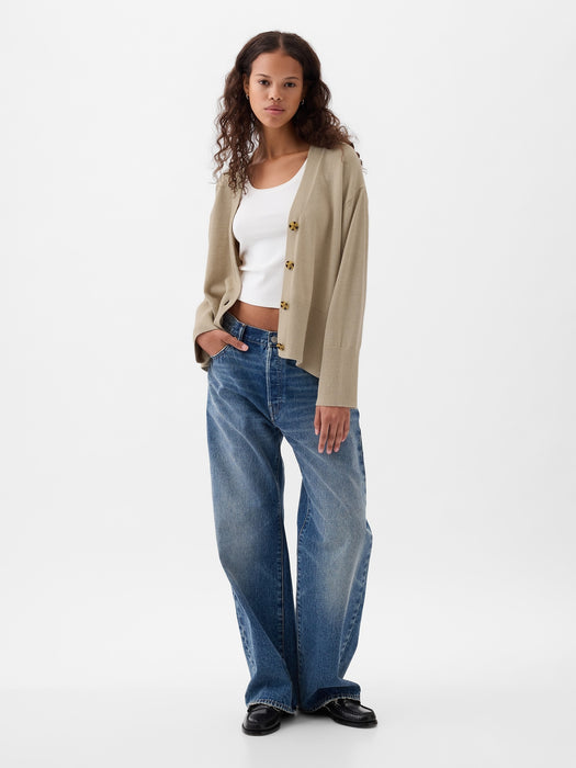 24/7 Split-Hem Linen-Blend Oversized Cardigan