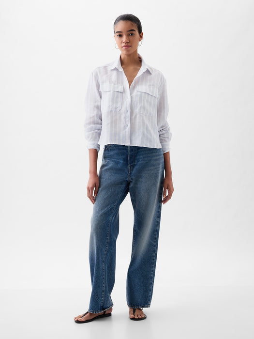 100% Linen Cropped Shirt