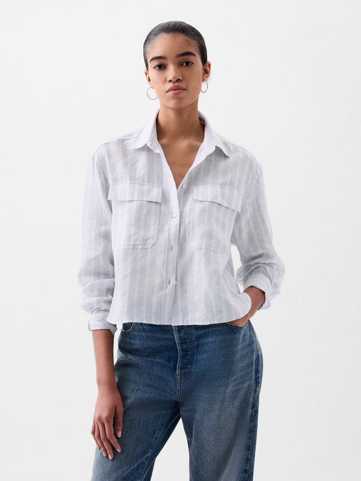 100% Linen Cropped Shirt