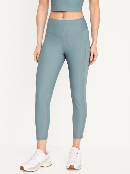 High-Waisted PowerSoft Ribbed 7/8 Leggings