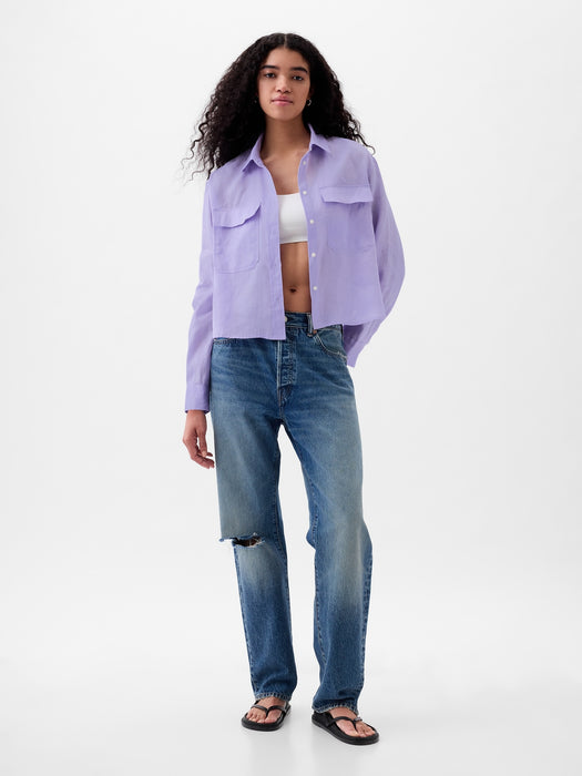 100% Linen Cropped Shirt