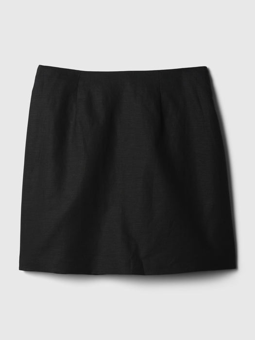 Linen-Cotton Wrap Mini Skirt