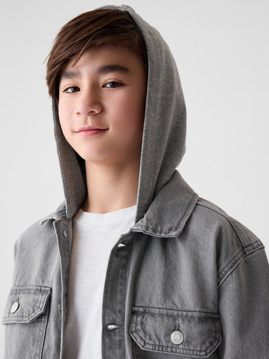 Kids Hooded Denim Jacket