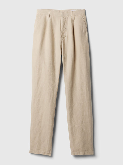 Linen-Cotton Pleated Trousers