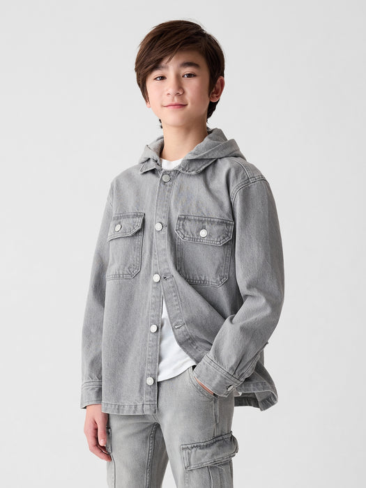 Kids Hooded Denim Jacket