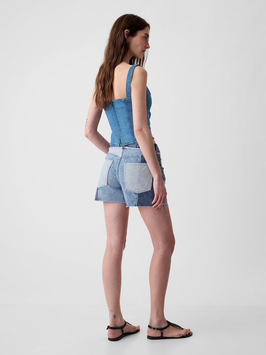 4" Low Rise Stride Patchwork Denim Shorts