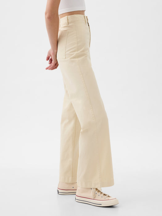 High Stride Wide-Leg Ankle Khakis